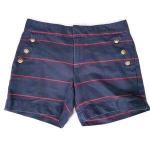 Tommy Hilfiger Red and Blue Striped Nautical Shorts Anchor Buttons Pockets Sz 00
